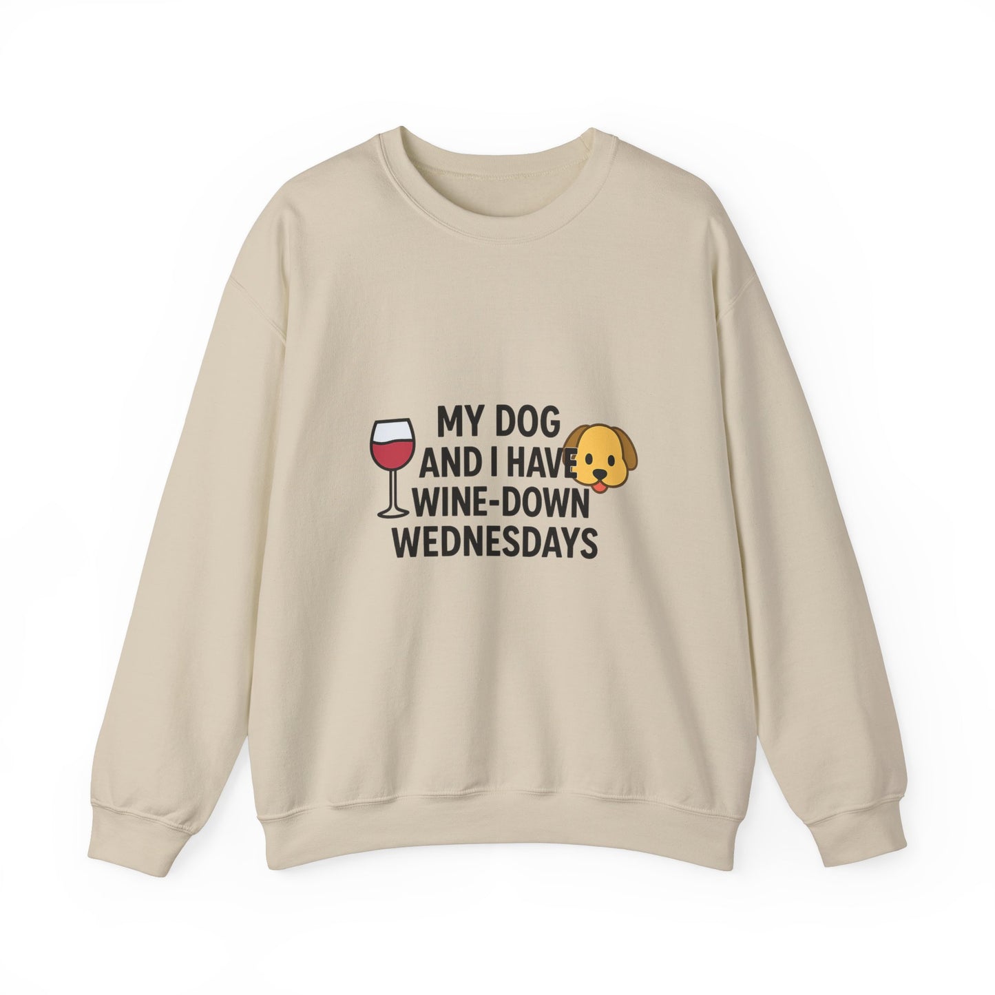 Dog Lover Funny Sweatshirt "Wine-Down Wednesdays" by Sunday Woof Club