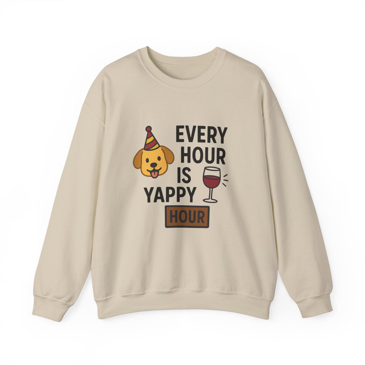 Funny Crewneck Sweatshirt "Yappy Hour" by Sunday Woof Club