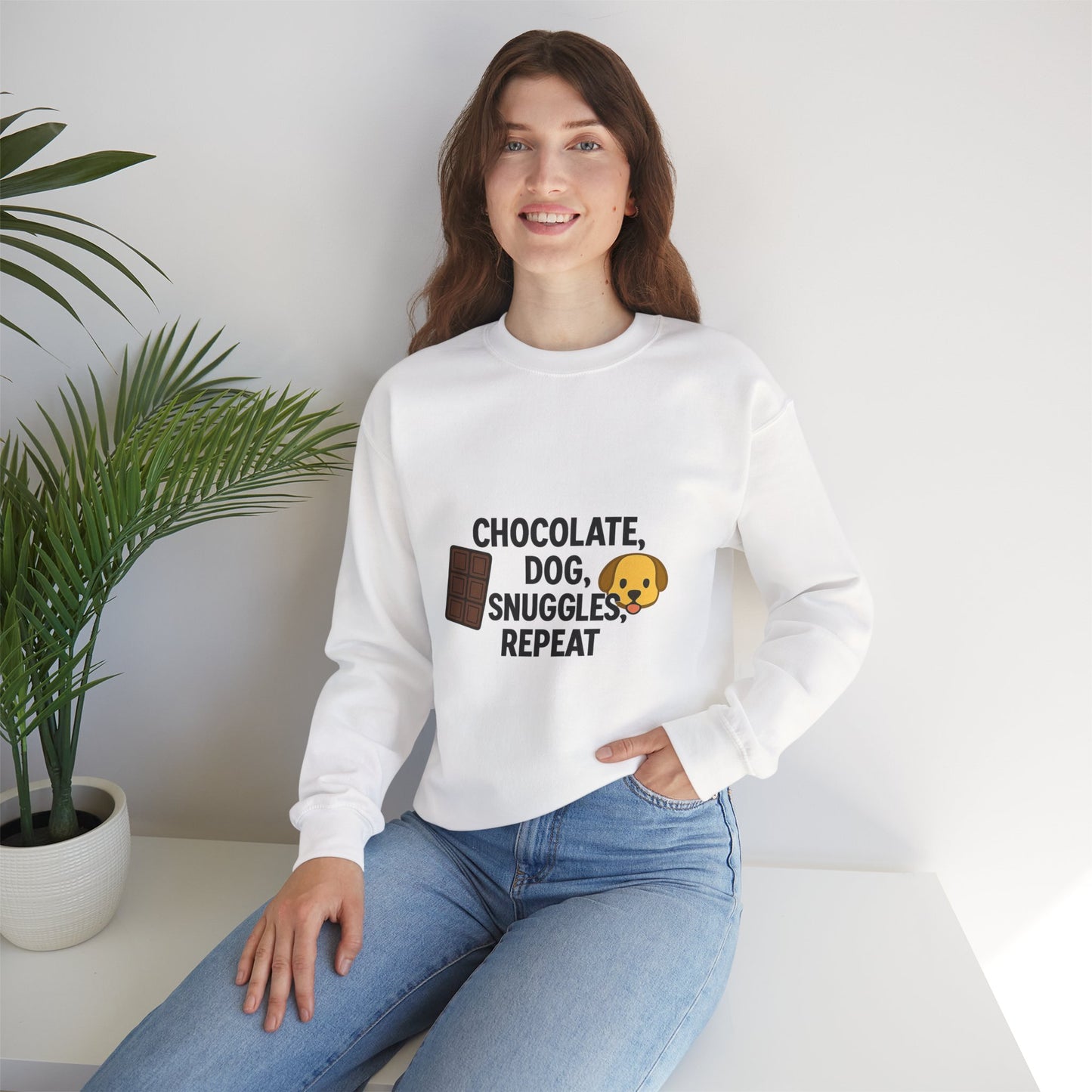 Funny Sweater "Chocolate, Dog, Snuggles, Repeat." by Sunday Woof Club