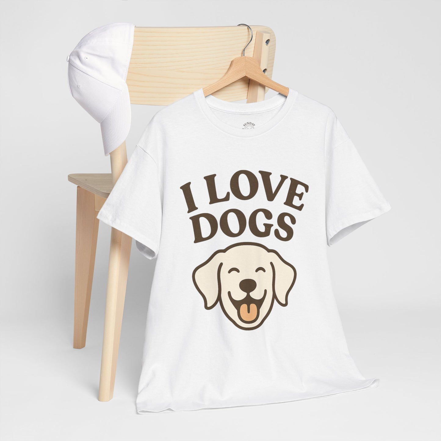 Cute and Funny Tee "I Love Dogs" by Sunday Woof Club