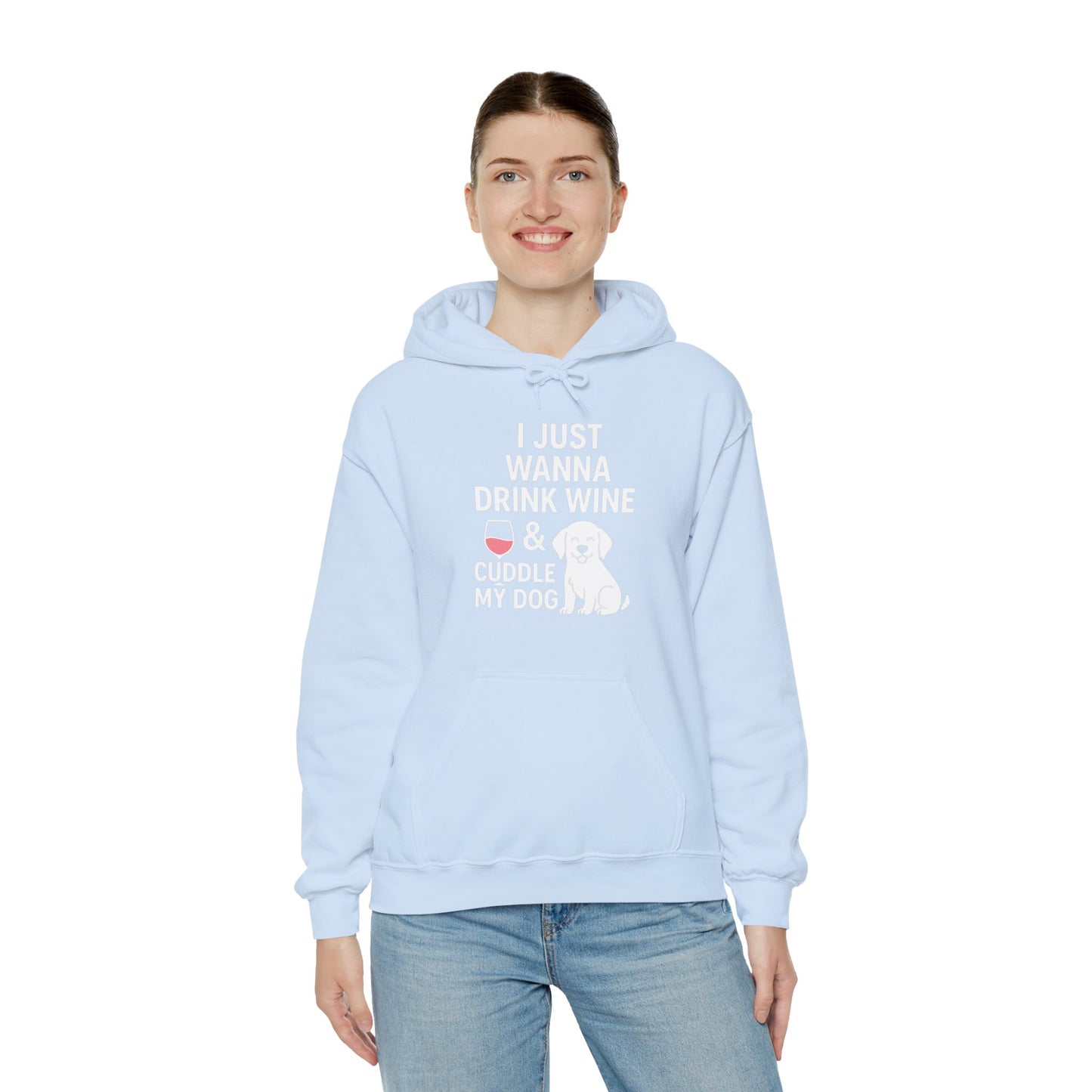 Funny Dog Hoodie: 'Drink Wine and Cuddle' - Cozy Hoodie by Sunday Woof Club