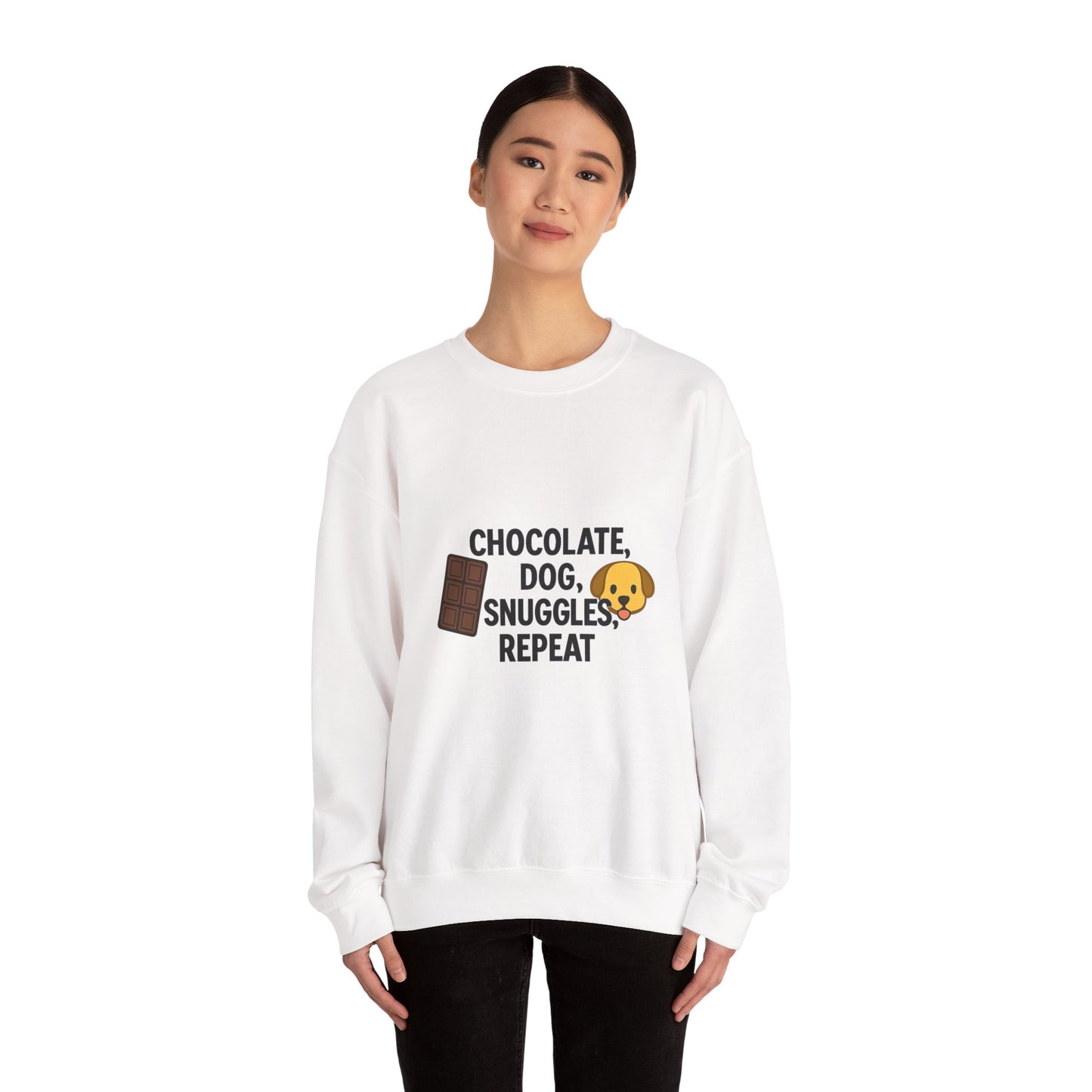 Funny Sweater "Chocolate, Dog, Snuggles, Repeat." by Sunday Woof Club