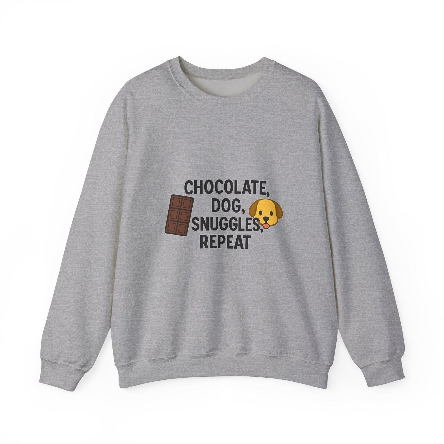 Funny Sweater "Chocolate, Dog, Snuggles, Repeat." by Sunday Woof Club