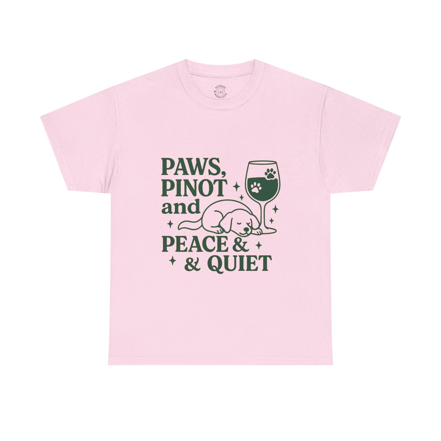 Funny Tee "Paws, Pinot, and Peace" by Sunday Woof Club