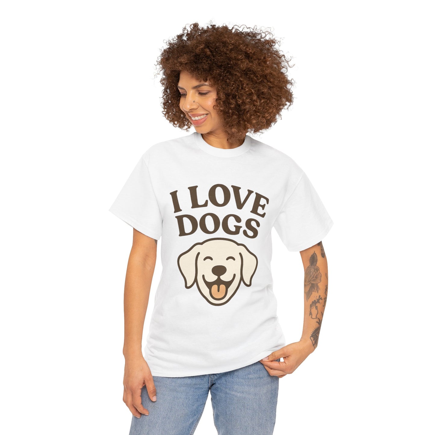 Cute and Funny Tee "I Love Dogs" by Sunday Woof Club