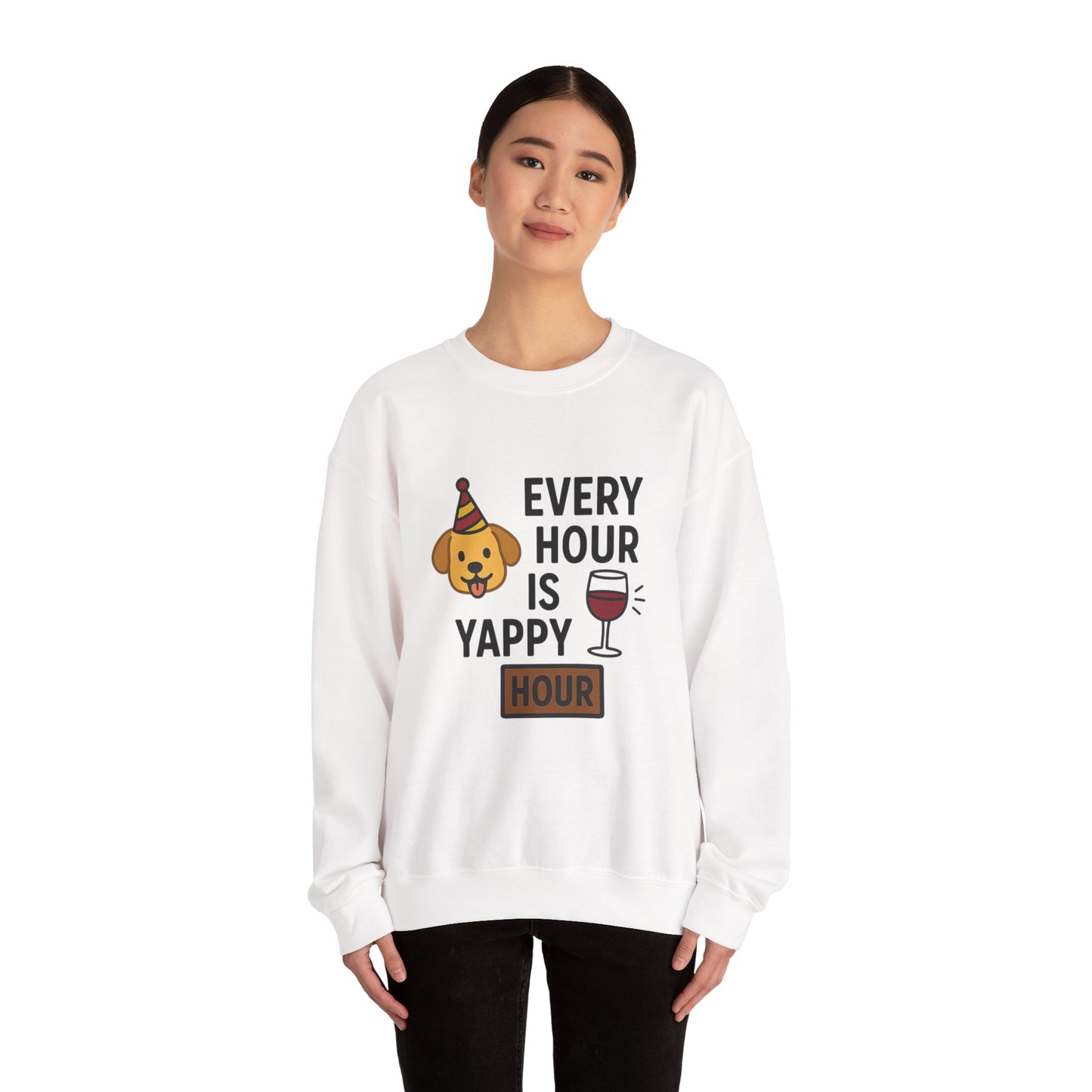 Funny Crewneck Sweatshirt "Yappy Hour" by Sunday Woof Club