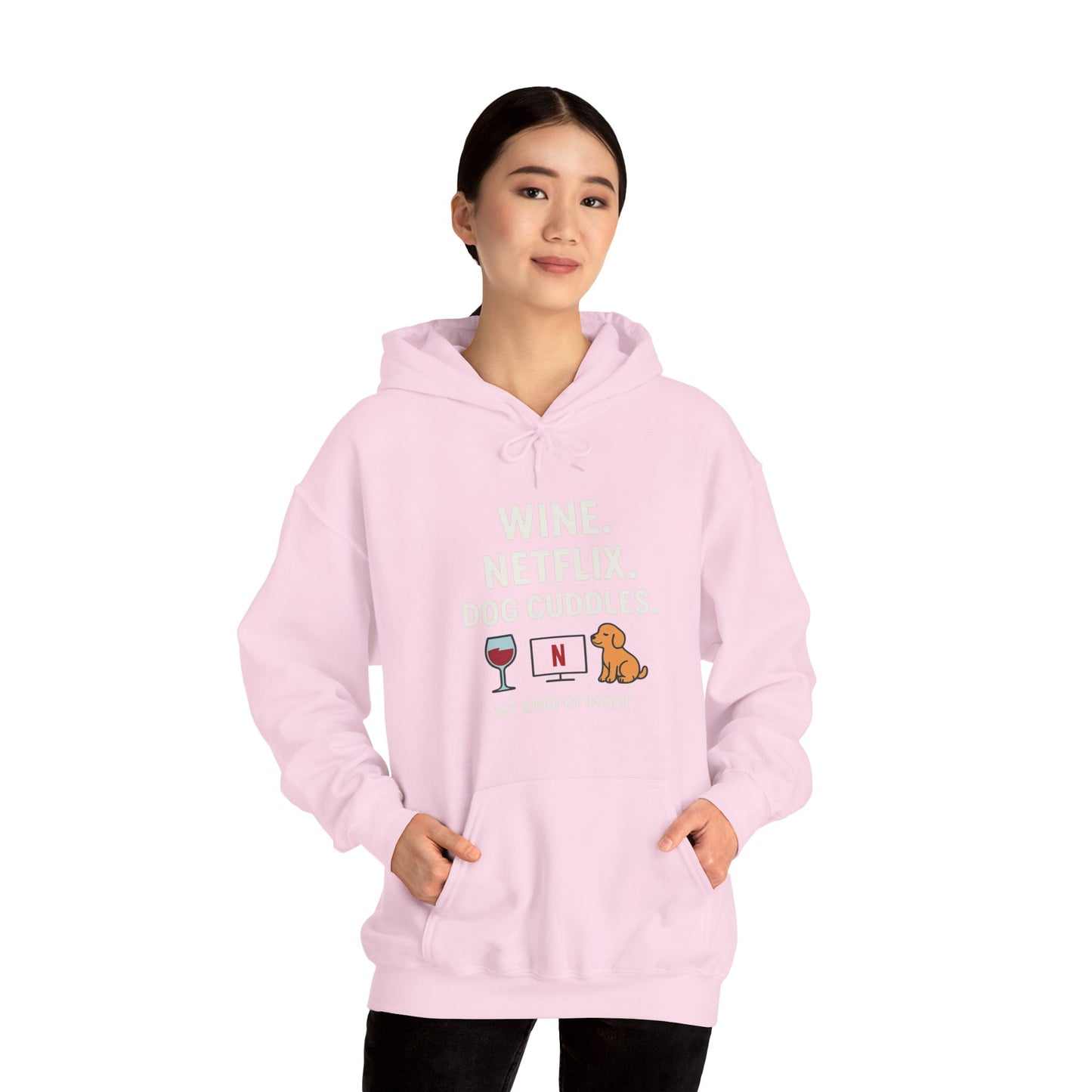 Cozy Hoodie: "Wine and Netflix" by Sunday Woof Club