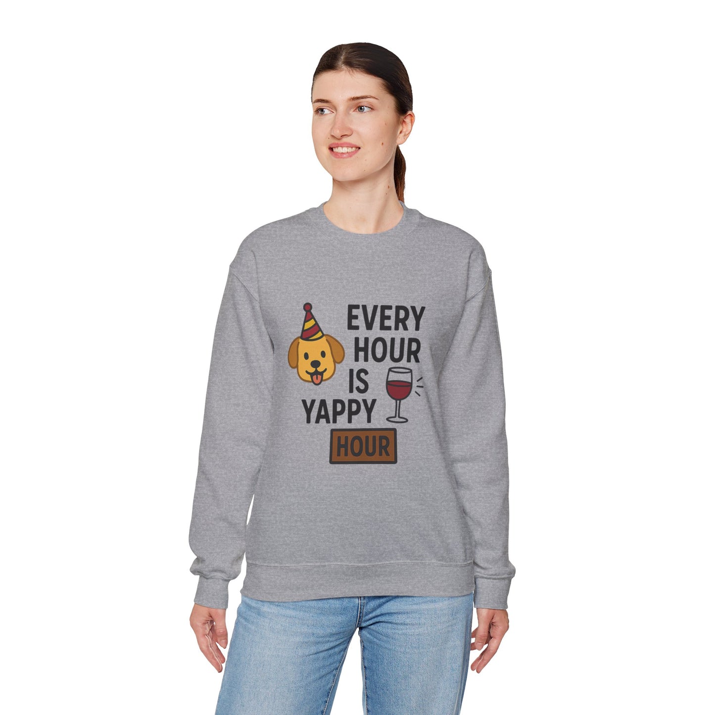 Funny Crewneck Sweatshirt "Yappy Hour" by Sunday Woof Club