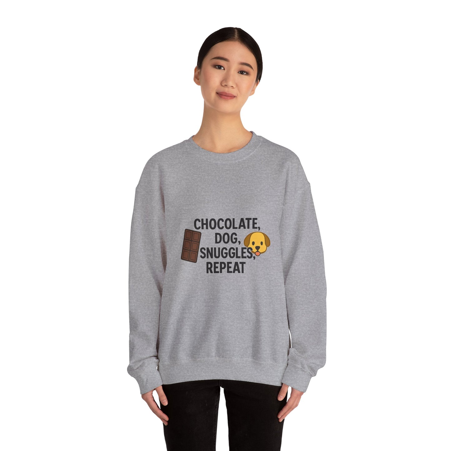 Funny Sweater "Chocolate, Dog, Snuggles, Repeat." by Sunday Woof Club