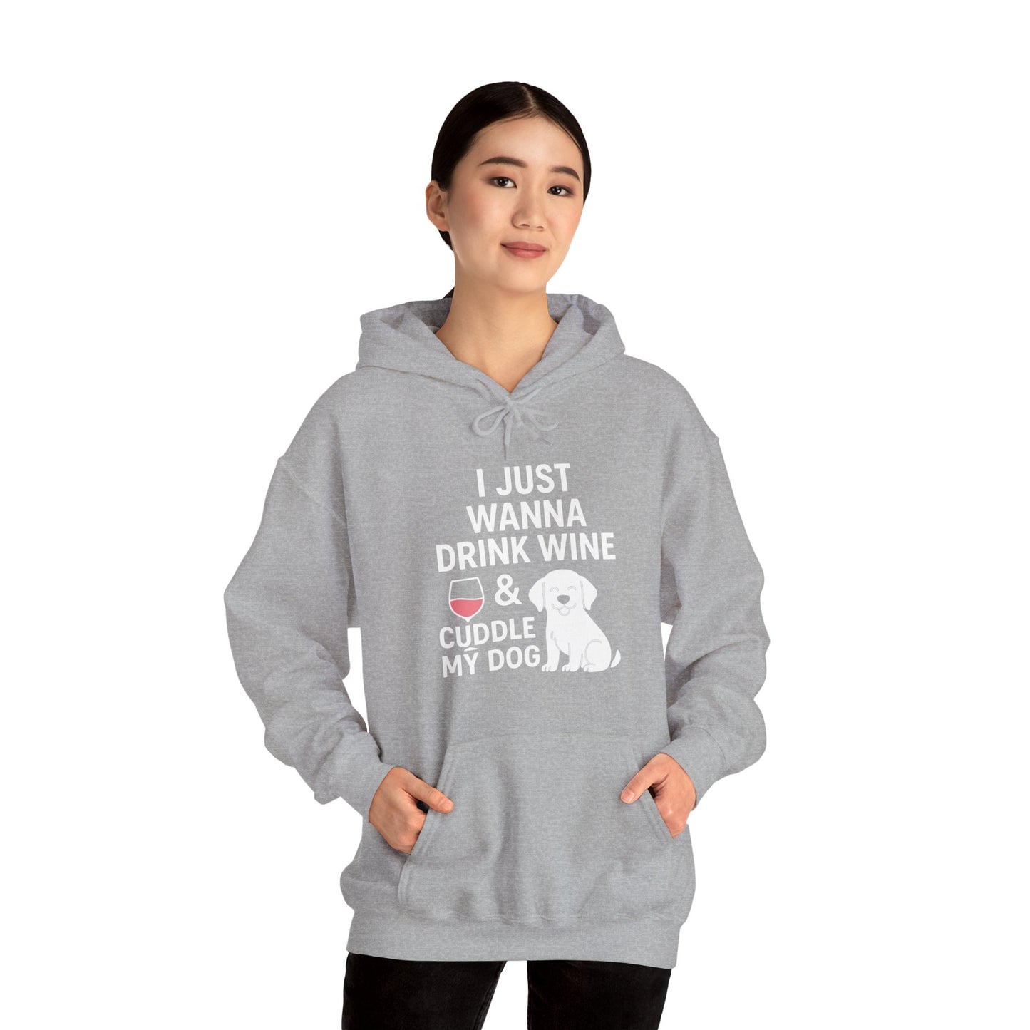 Funny Dog Hoodie: 'Drink Wine and Cuddle' - Cozy Hoodie by Sunday Woof Club