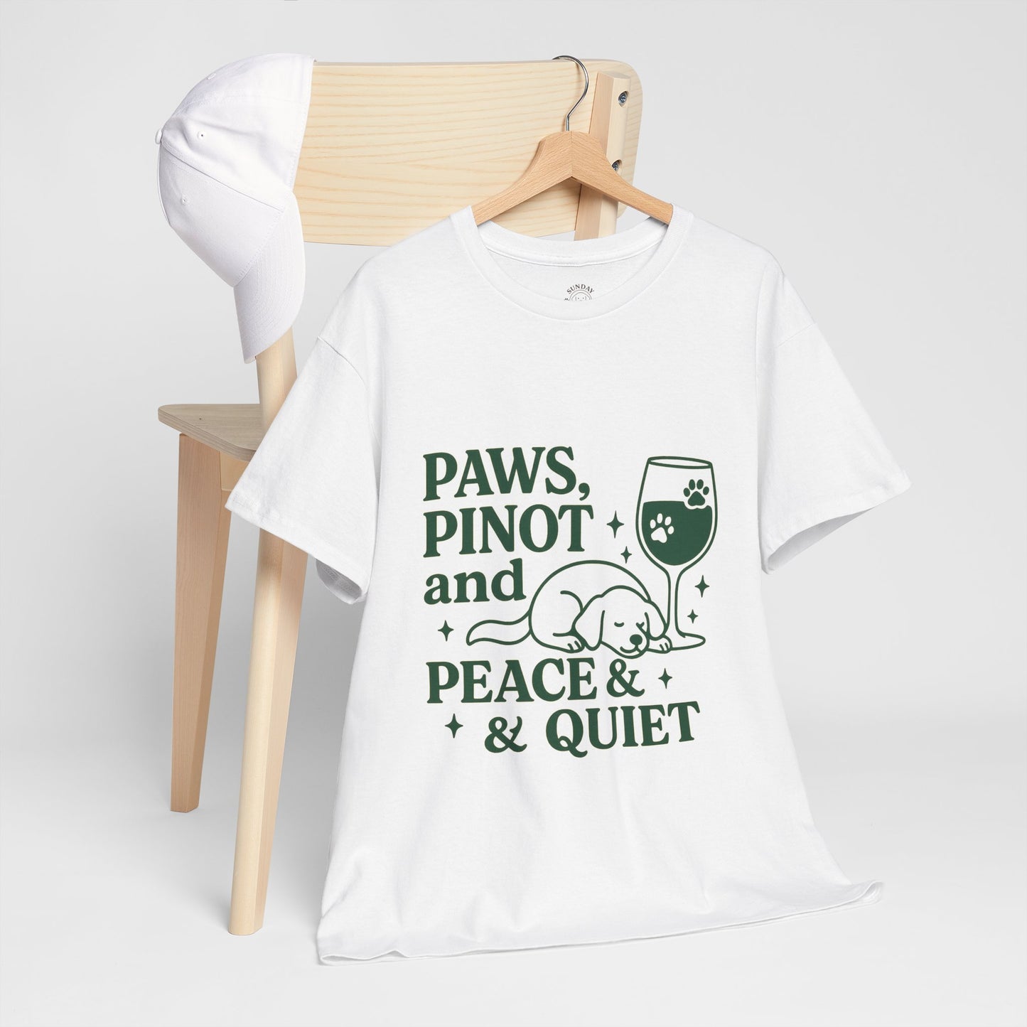 Funny Tee "Paws, Pinot, and Peace" by Sunday Woof Club