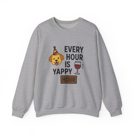 Funny Crewneck Sweatshirt "Yappy Hour" by Sunday Woof Club