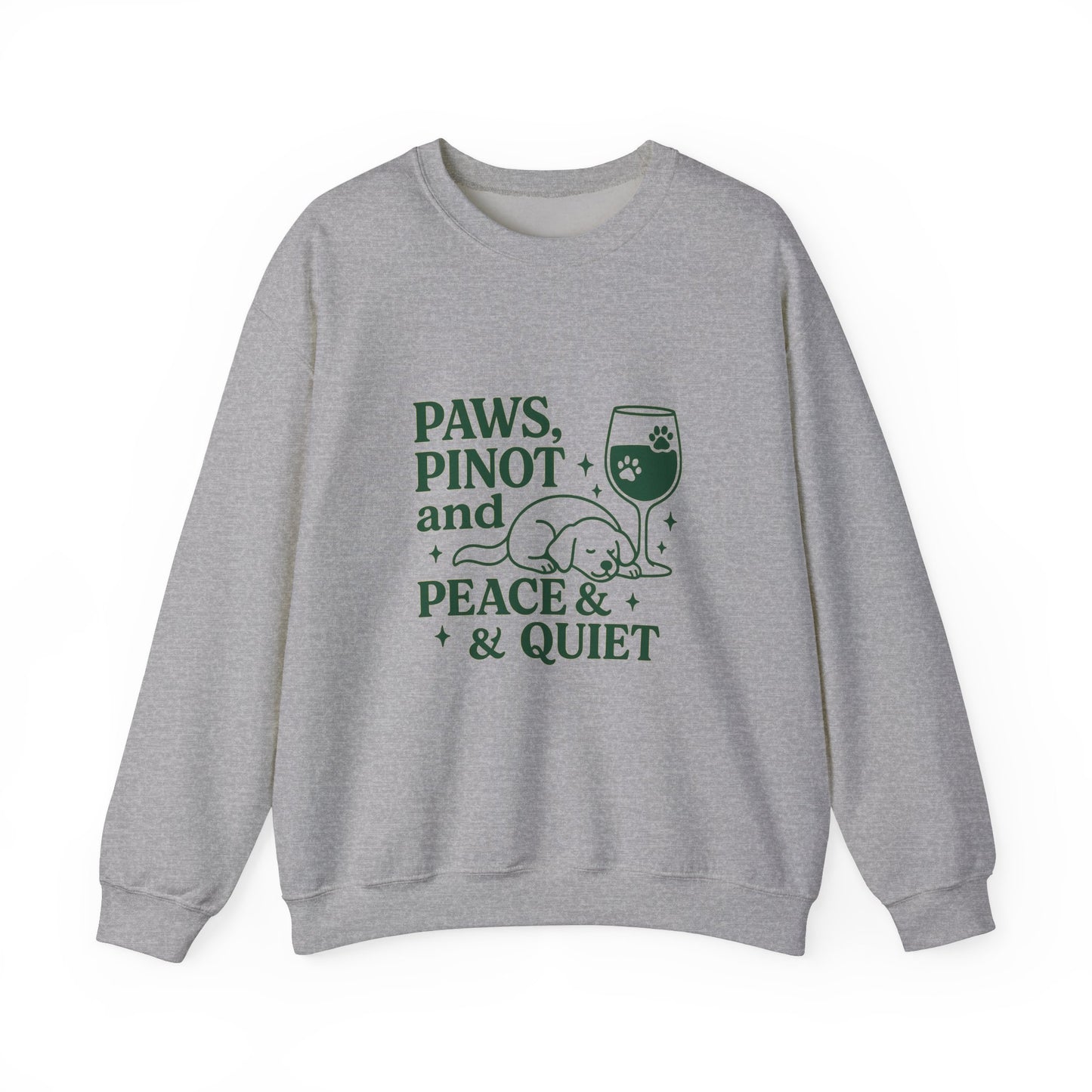 Funny  Crewneck Sweatshirt "Paws, Pinot & Peace" by Sunday Woof Club