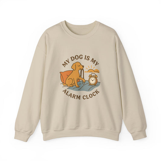 Cosy Crewneck Sweatshirt "My Dog Is My Alarm Clock" by Sunday Woof Club
