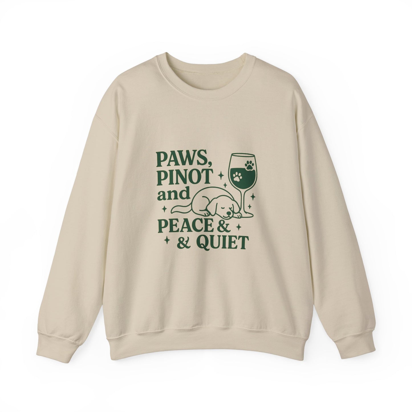 Funny  Crewneck Sweatshirt "Paws, Pinot & Peace" by Sunday Woof Club