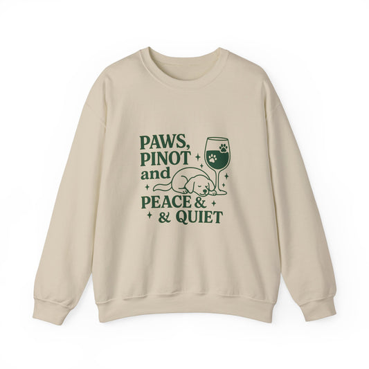 Funny  Crewneck Sweatshirt "Paws, Pinot & Peace" by Sunday Woof Club
