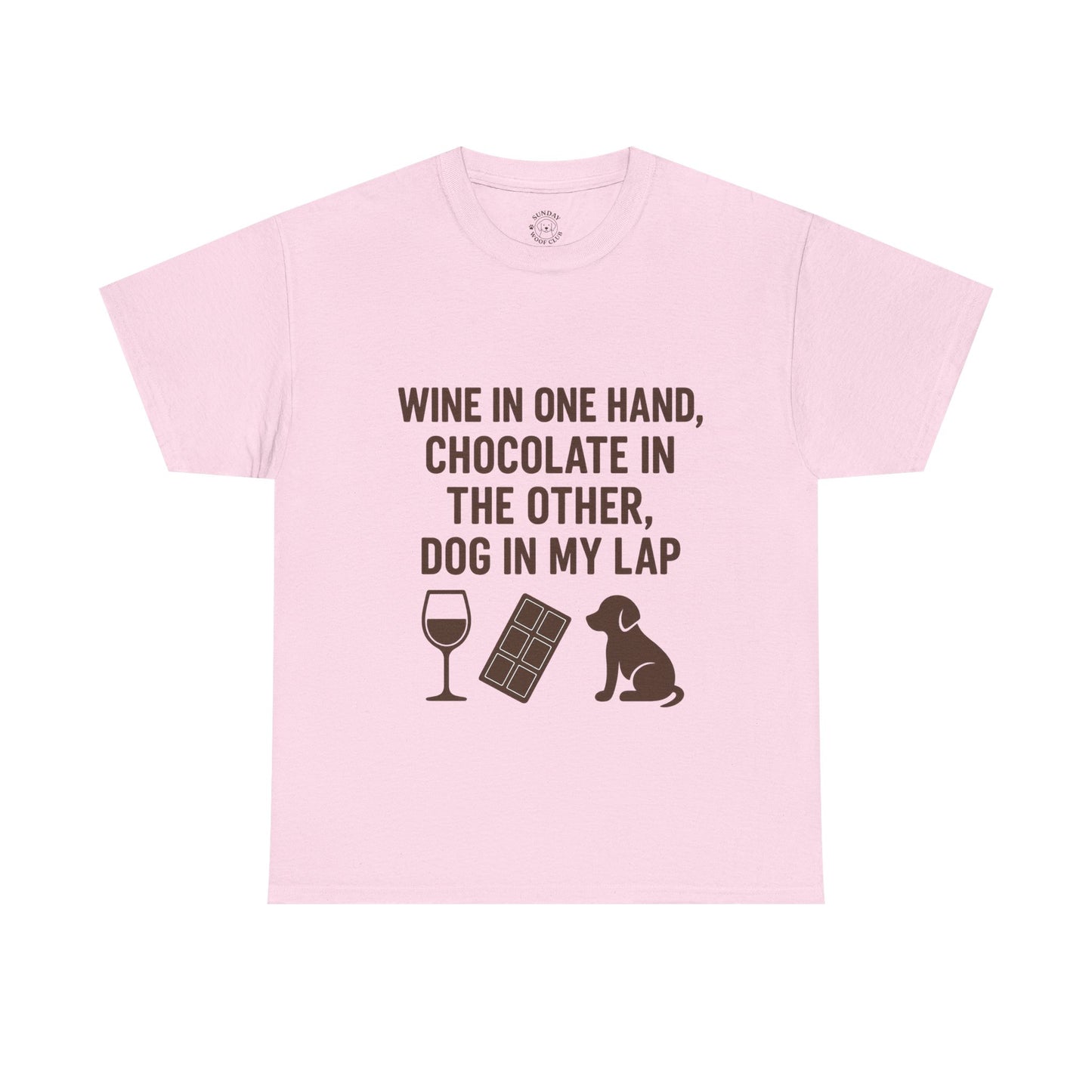 Funny T-Shirt: "Wine in one hand" - Comfy Tee by Sunday Woof Club
