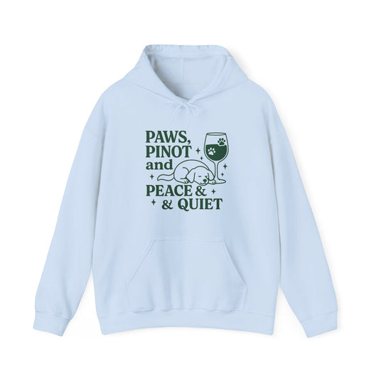 Funny Hoodie for Dog Lovers "Paws, Pinot & Peace" by Sunday Woof Club