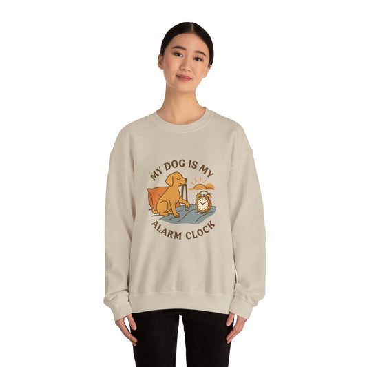Cosy Crewneck Sweatshirt "My Dog Is My Alarm Clock" by Sunday Woof Club