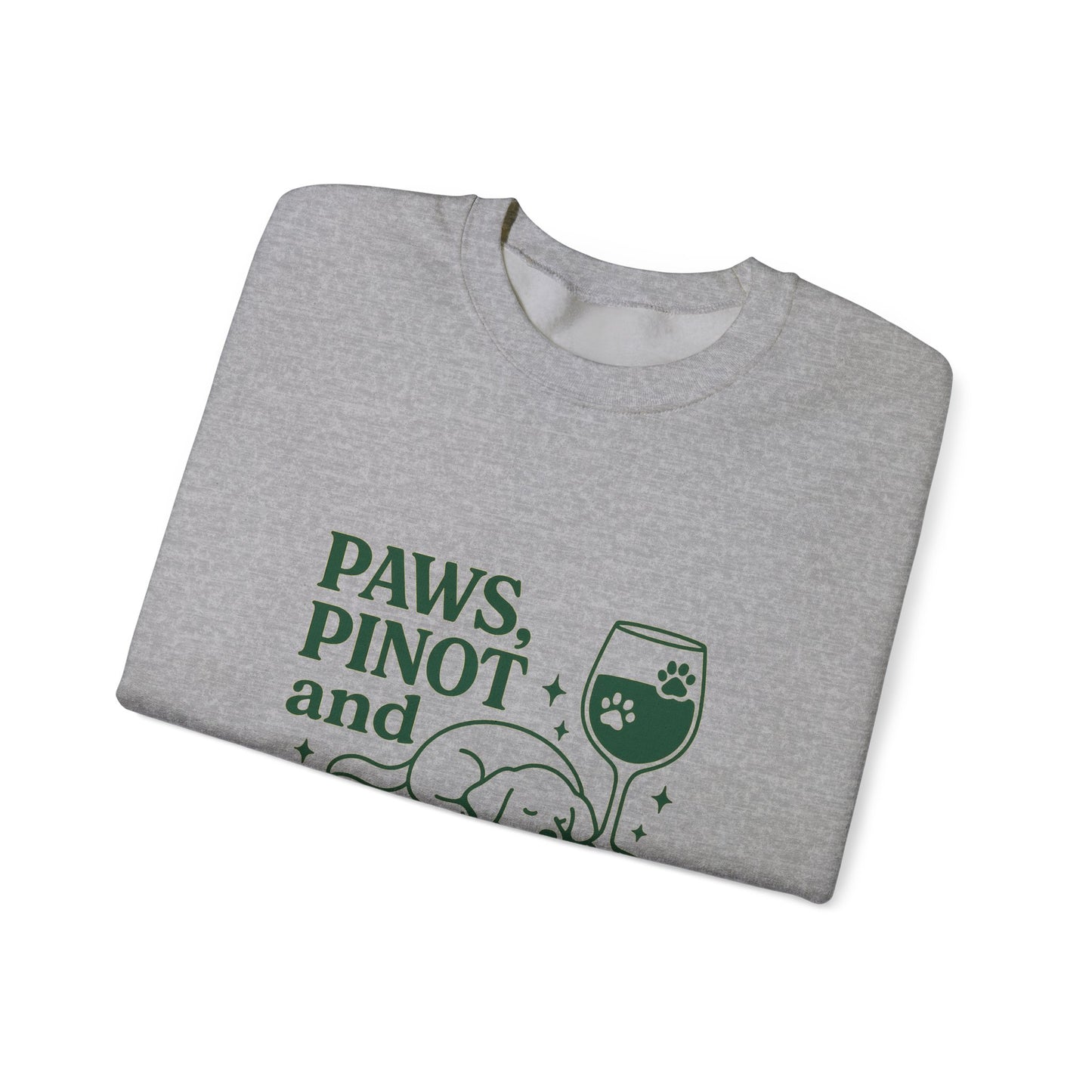 Funny  Crewneck Sweatshirt "Paws, Pinot & Peace" by Sunday Woof Club