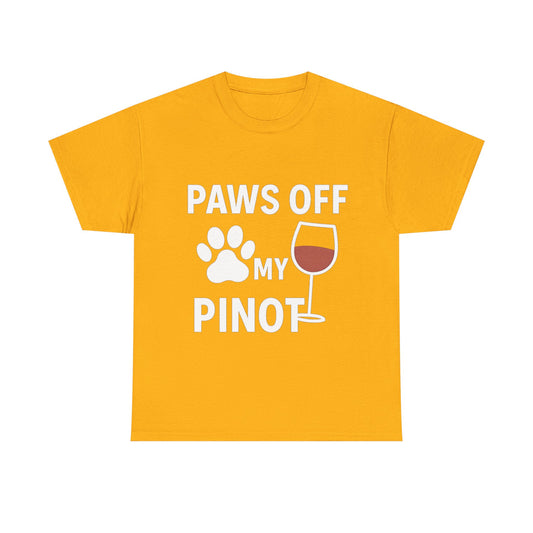 Funny Wine Lover Tee "Paws Off My Pinot" by Sunday Woof Club