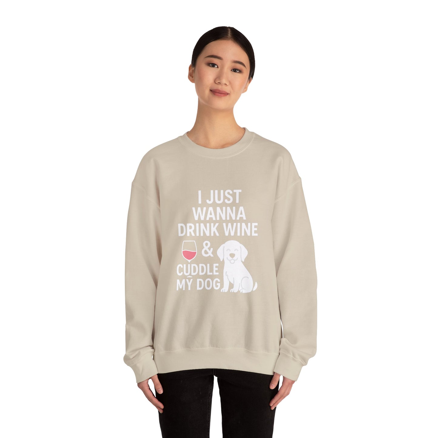 Funny Sweatshirt: 'Drink Wine And Cuddle My Dog' - Cozy Sweater by Sunday Woof Club