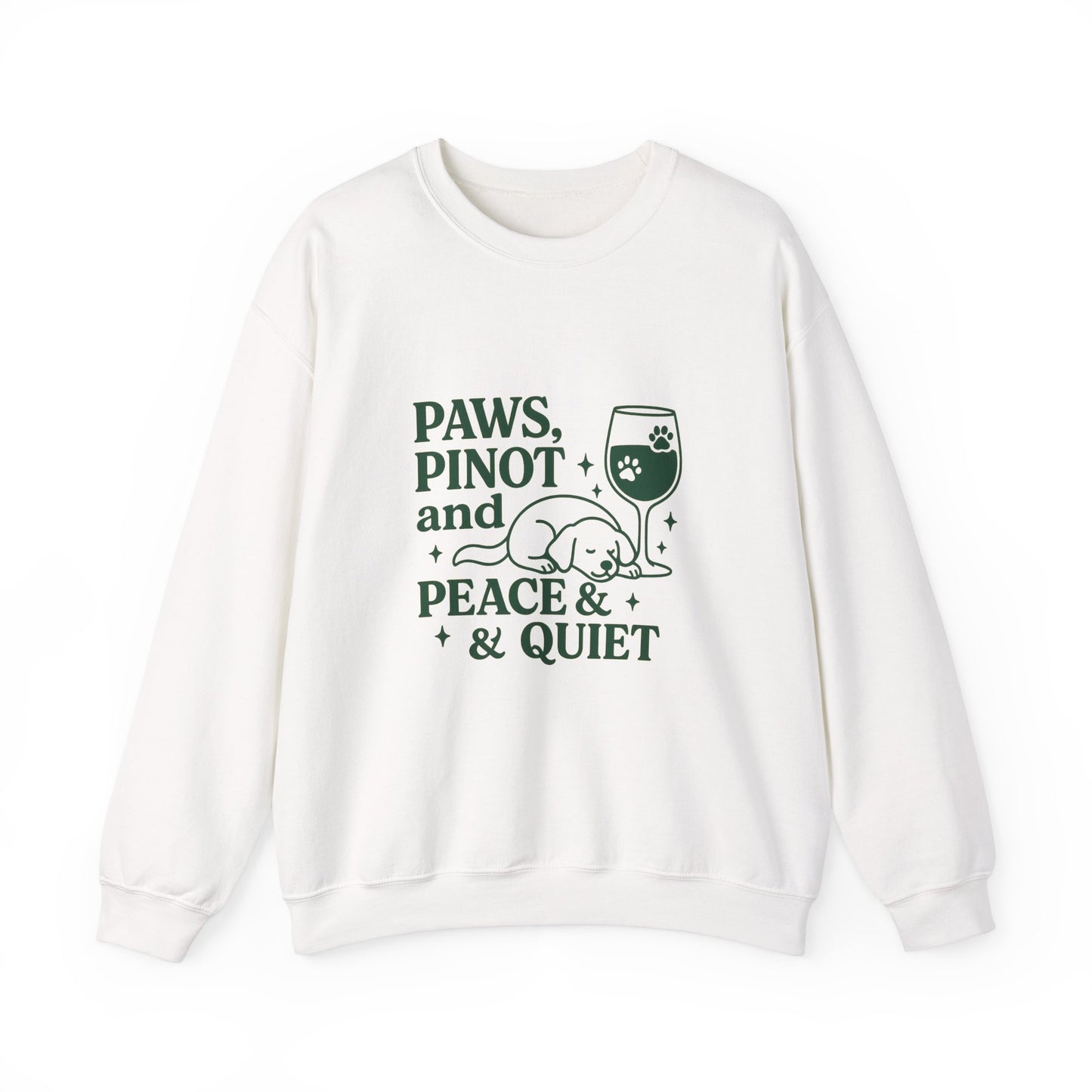 Funny  Crewneck Sweatshirt "Paws, Pinot & Peace" by Sunday Woof Club