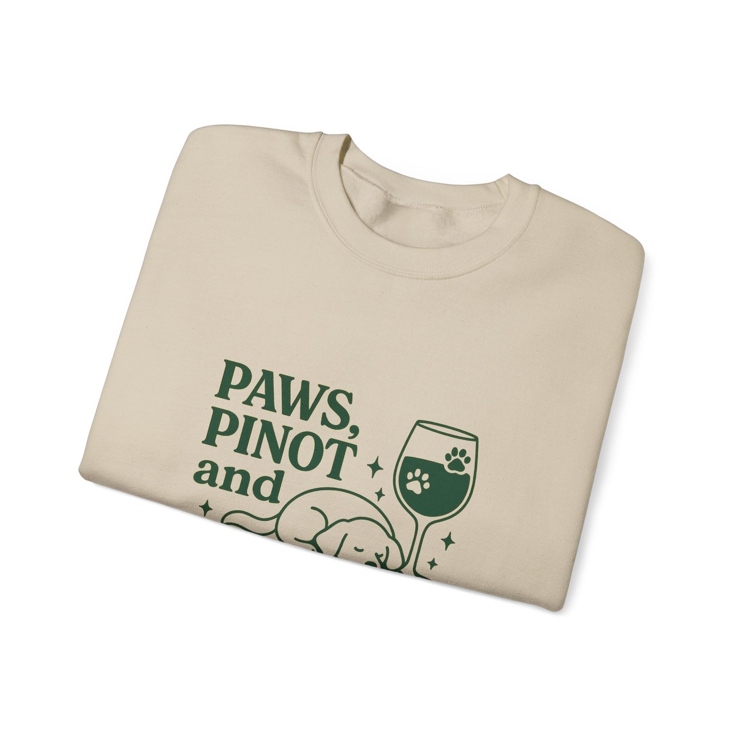 Funny  Crewneck Sweatshirt "Paws, Pinot & Peace" by Sunday Woof Club