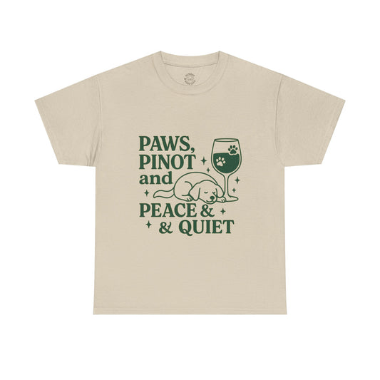 Funny Tee "Paws, Pinot, and Peace" by Sunday Woof Club