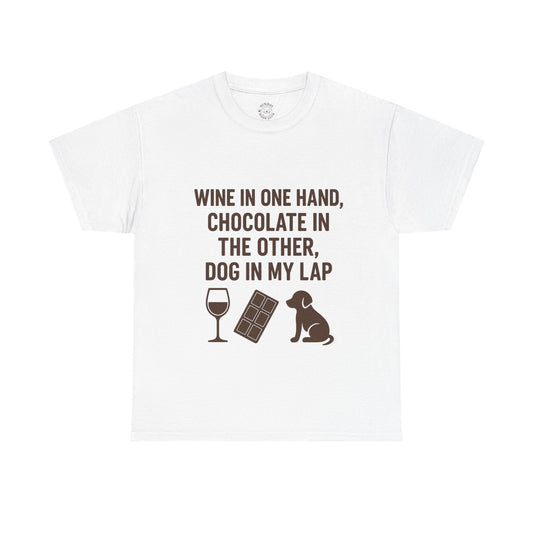 Funny T-Shirt: "Wine in one hand" - Comfy Tee by Sunday Woof Club