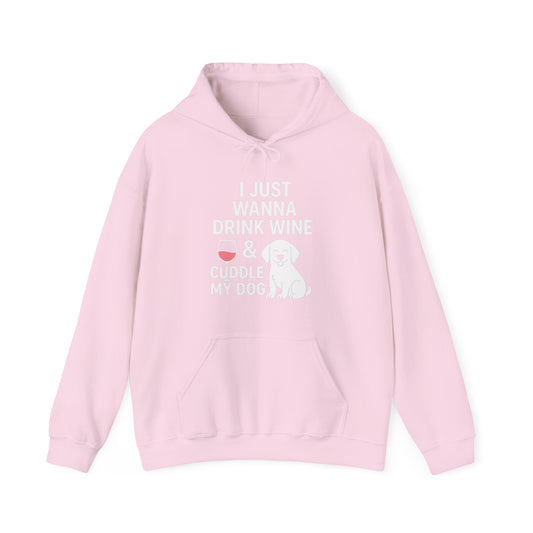 Funny Dog Hoodie: 'Drink Wine and Cuddle' - Cozy Hoodie by Sunday Woof Club