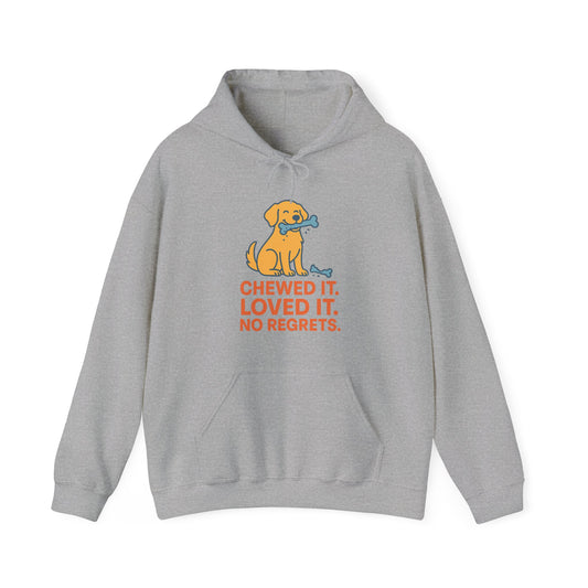 Funny Dog Lover Hoodie - 'Chewed It. Loved It. No Regrets.' by Sunday Woof Club